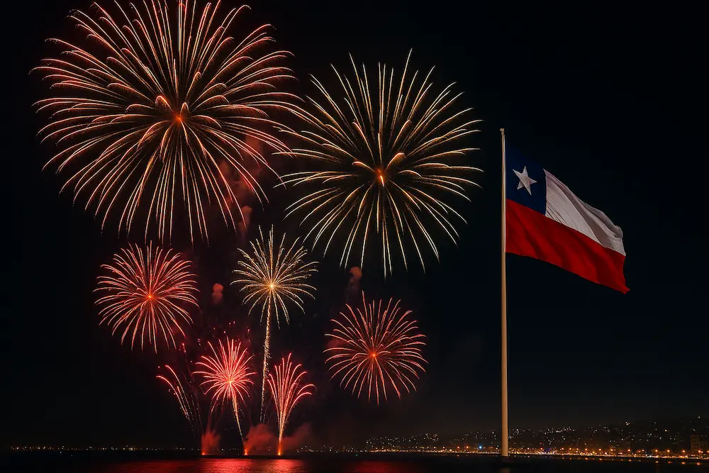 Fuegos artificiales celebrando el Año Nuevo en Chile