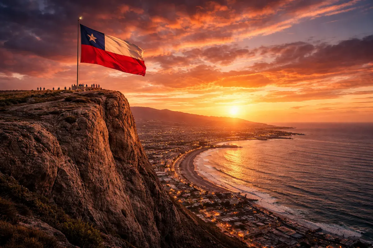 El Morro de Arica con la bandera chilena, símbolo del feriado regional del 7 de junio